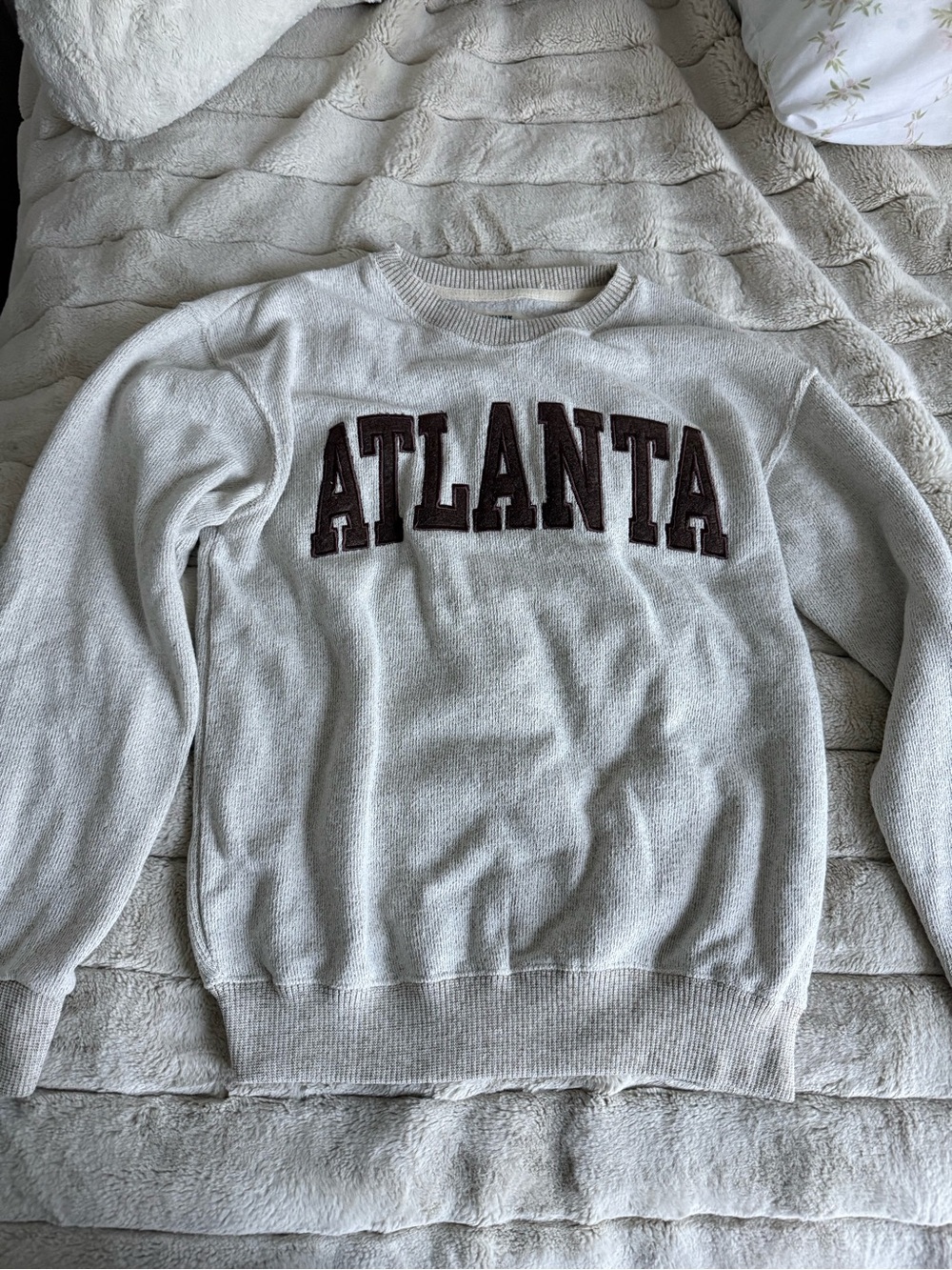 Atlanta Crewneck Sweatshirt - Light Gray with Maroon Lettering